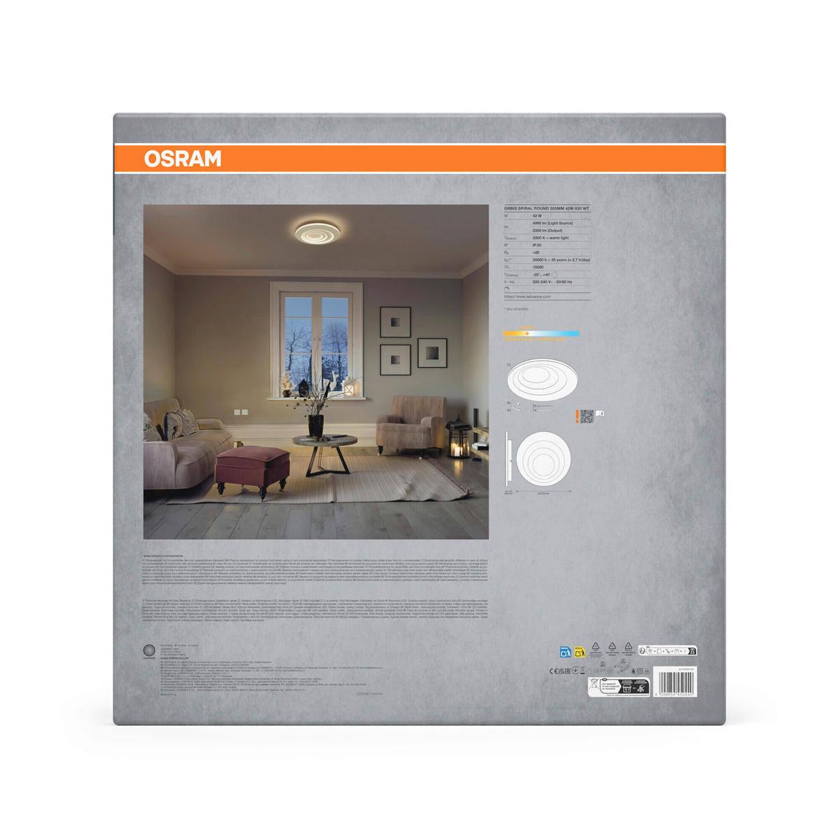 LED-DECKENLEUCHTE Orbis Spiral Round 50,6/5,6 cm   - Weiß, Design, Kunststoff/Metall (50,6/5,6cm) - Osram