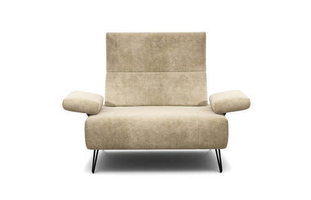 SESSEL in Samt Naturfarben  - Schwarz/Naturfarben, Design, Textil/Metall (114-142/85/86-94cm) - SENSOO
