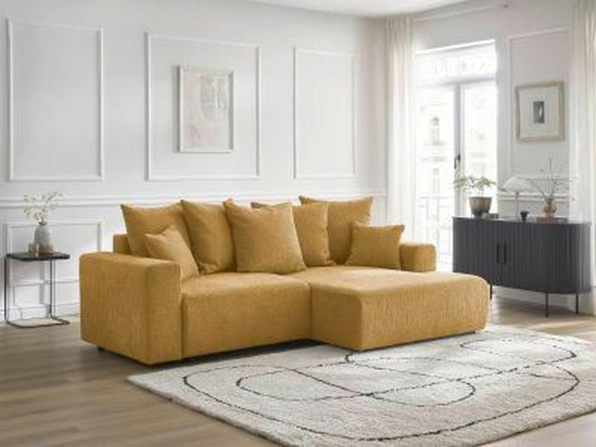 ECKSOFA Ottomane rechts  ATILLA Gelb Struktur  - Gelb/Schwarz, MODERN, Kunststoff/Textil (244/149cm)