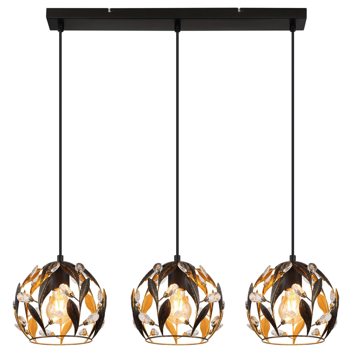HÄNGELEUCHTE 74/20/150 cm    - Klar/Goldfarben, Basics, Kunststoff/Metall (74/20/150cm) - Globo