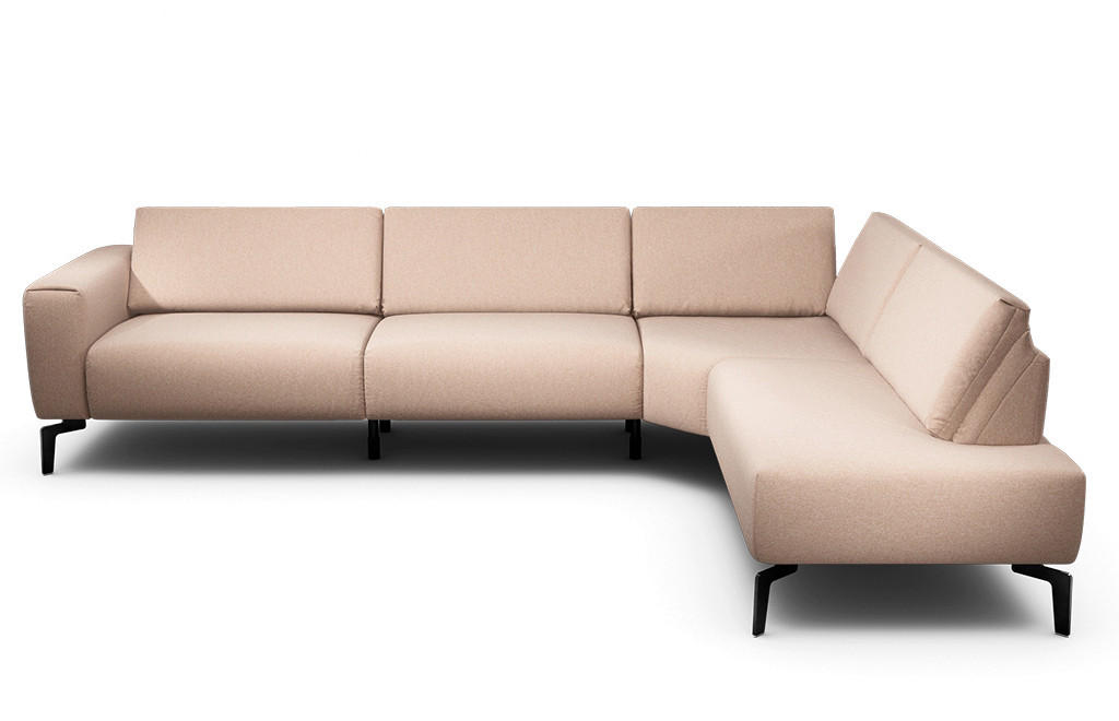 ECKSOFA Cosy Rosa Chenille  - Schwarz/Rosa, Design, Textil/Metall (296/213cm) - SENSOO