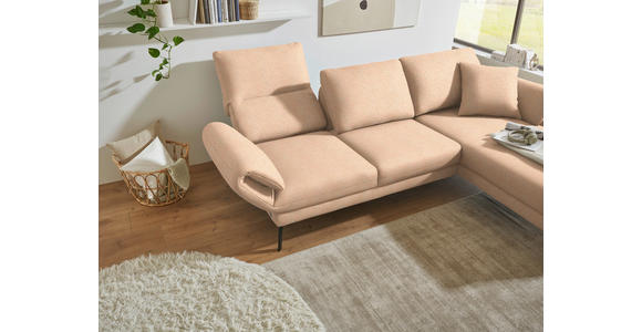 ECKSOFA  in Flachgewebe Lachsfarben Armteilverstellung, Relaxfunktion, Drehsitzfunktion  255-365/175-224 cm  - Schwarz/Lachsfarben, Design, Textil/Metall (255-365/175-224cm) - Dieter Knoll