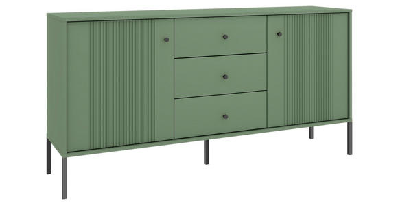 SIDEBOARD Iseo in 154,5/79/39 cm - Dunkelgrün/Schwarz, Design, Holzwerkstoff/Metall (154,5/79/39cm) - Xora
