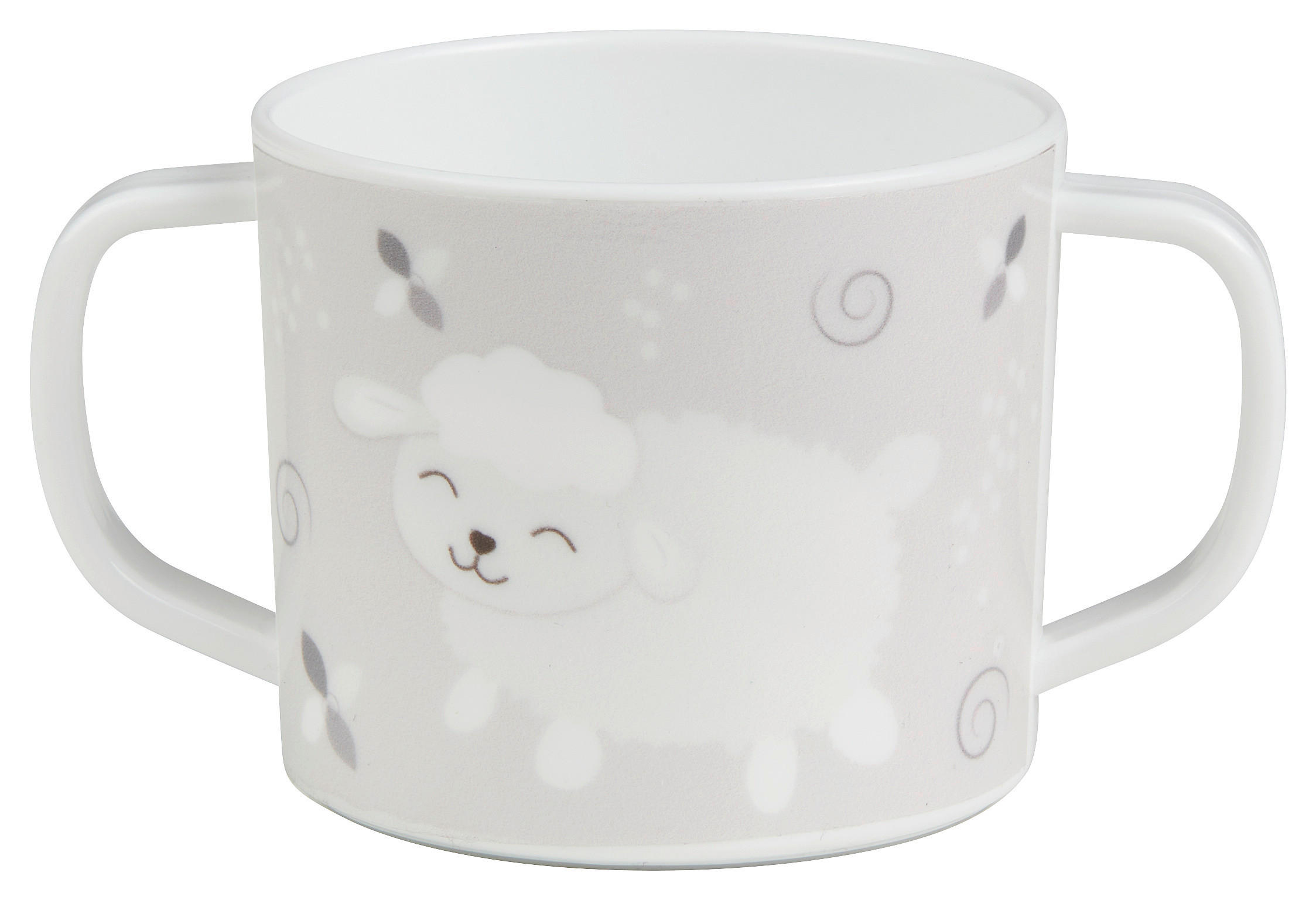 DĚTSKÝ NÁPOJOVÝ KELÍMEK - šedá/bílá, Trend, plast (7,5/10cm) - My Baby Lou