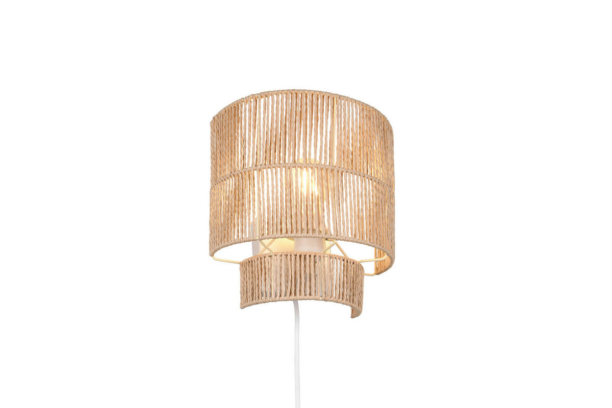 WANDLEUCHTE - Weiss/Braun, Natur, Papier (24,5/24,5/14cm)