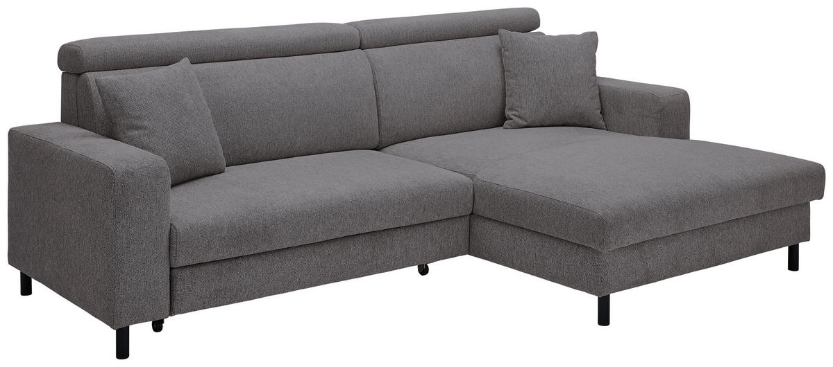 ECKSOFA Ottomane rechts, Eckteil  Anthrazit Flachgewebe  - Anthrazit/Schwarz, Design, Textil/Metall (262/166cm) - Xora