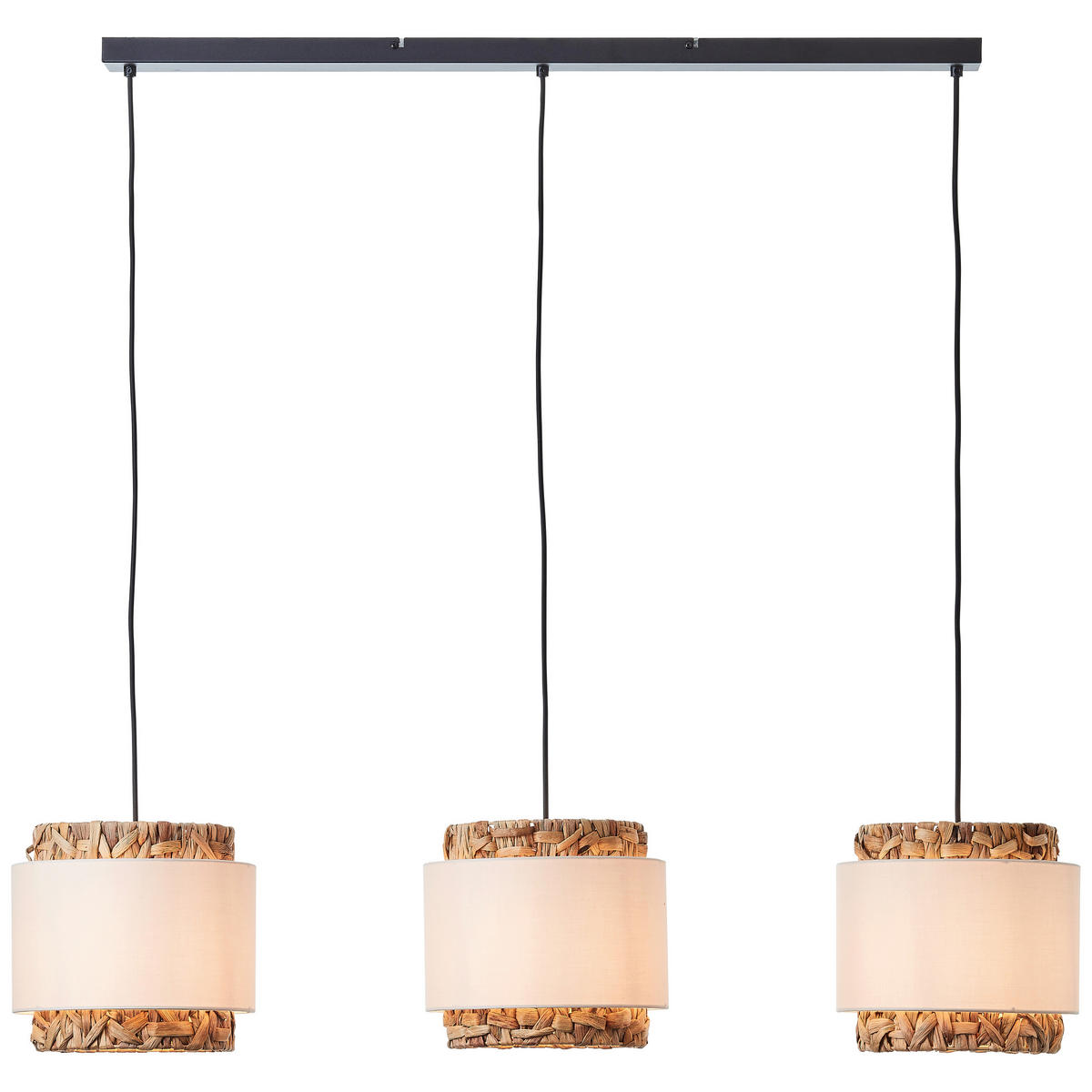 PENDELLEUCHTE  - Schwarz/Weiß, Natur, Holz/Textil (120/110/25cm) - Brilliant