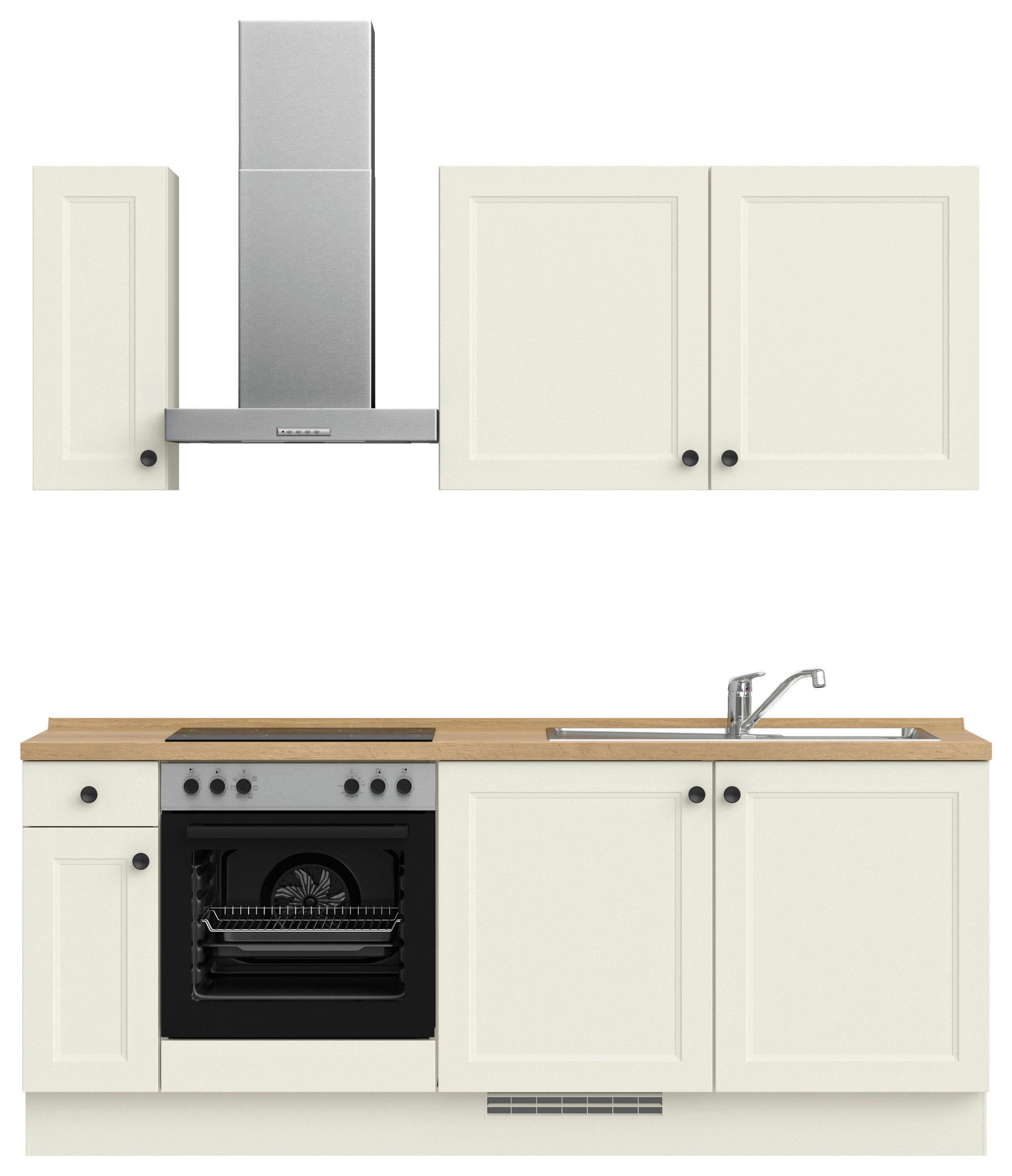 KÜCHENLEERBLOCK 210 cm   in Weiß, Eichefarben  - Eichefarben/Schwarz, MODERN, Holzwerkstoff/Metall (210cm) - Nobilia