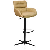 BARHOCKER Echtleder Schwarz, Karamell Eisen Lederauswahl, Sitzfläche 360° drehbar  - Karamell/Schwarz, Design, Leder/Metall (54/99-116,5/52cm) - Dieter Knoll