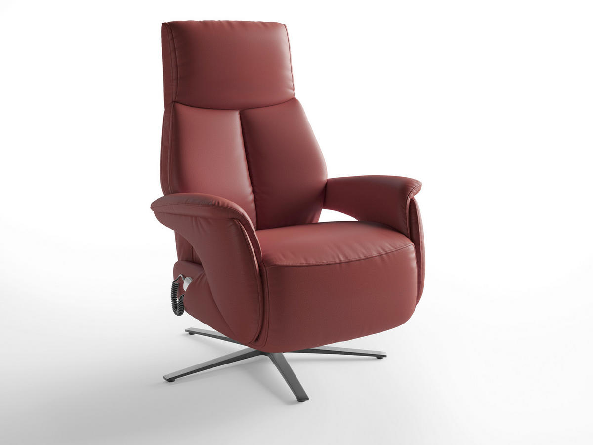 RELAXSESSEL Leder Rotbraun  - Rotbraun/Schwarz, Basics, Leder/Metall (75/110/85cm) - Sit & More