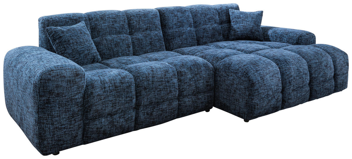 ECKSOFA in Struktur Blau  301/152 cm  - Blau/Schwarz, MODERN, Kunststoff/Textil (301/152cm) - Livetastic