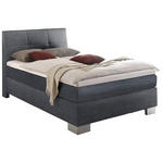 BOXSPRINGBETT 140/200 cm  in Dunkelgrau  - Dunkelgrau/Silberfarben, KONVENTIONELL, Holz/Textil (140/200cm) - Voleo