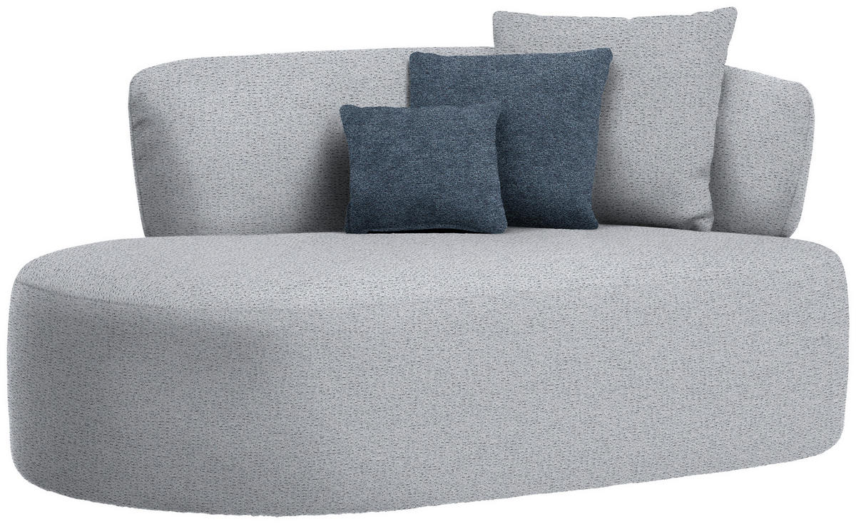 RÉCAMIERE in Chenille Blau, Grau  - Blau/Schwarz, MODERN, Kunststoff/Textil (166/86/105cm) - Hom`in