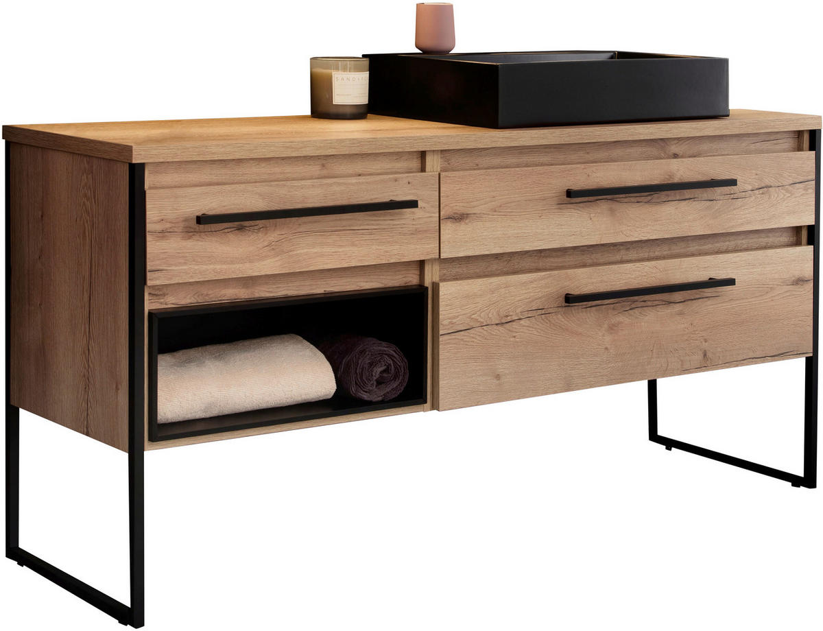 WASCHTISCHKOMBI 164,6 cm  - Eichefarben/Schwarz, Design, Keramik/Holzwerkstoff (164,6cm) - Schöner Wohnen