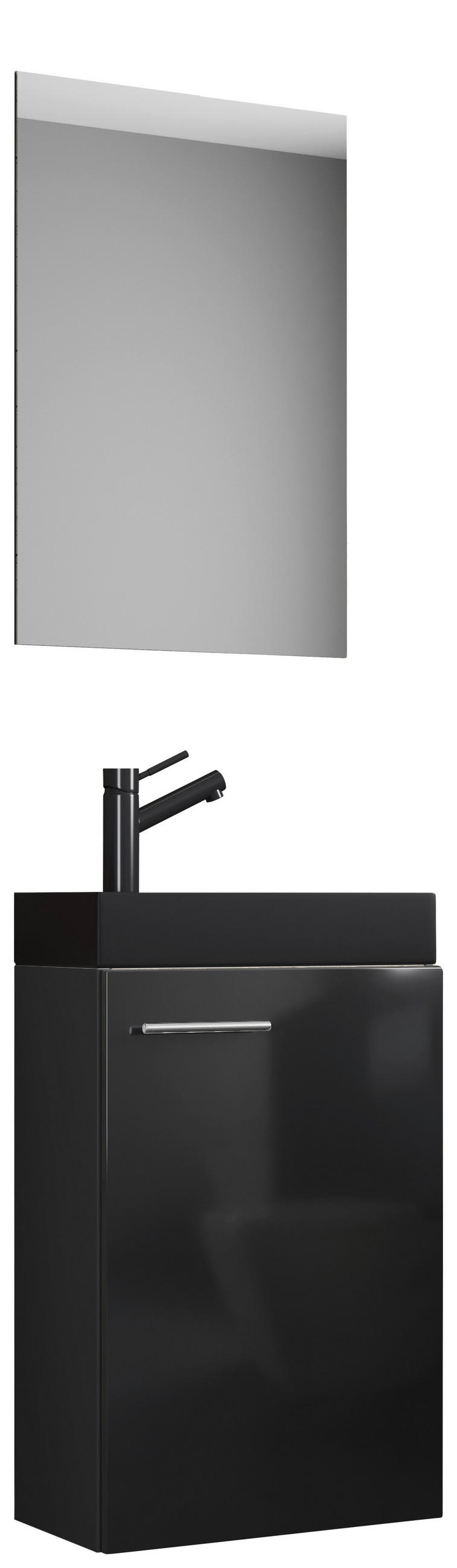 GÄSTBADRUM 41 cm  - silver/svart, Modern, trämaterial/glas (41cm) - MID.YOU