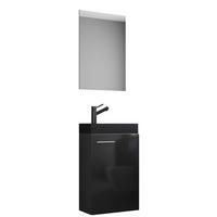 GÄSTBADRUM 41 cm  - silver/svart, Modern, trämaterial/glas (41cm) - MID.YOU