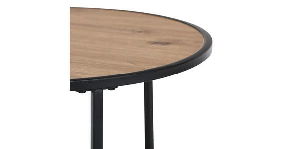 BEISTELLTISCHSET rund Schwarz, Eiche Artisan  - Schwarz/Eiche Artisan, Basics, Holzwerkstoff/Metall (50/40/50/40/45.5/39cm) - Carryhome