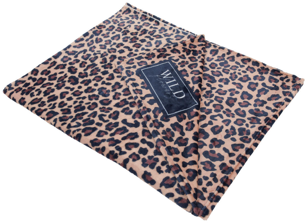 DECKE Wild Flowers Leopard Wellsoft-Flauschdecke 150/200 cm  - Multicolor, Trend, Textil (150/200cm) - Herding