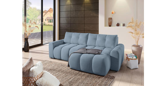 ECKSOFA Blau Flachgewebe  - Blau/Schwarz, KONVENTIONELL, Kunststoff/Textil (256/157cm) - Carryhome