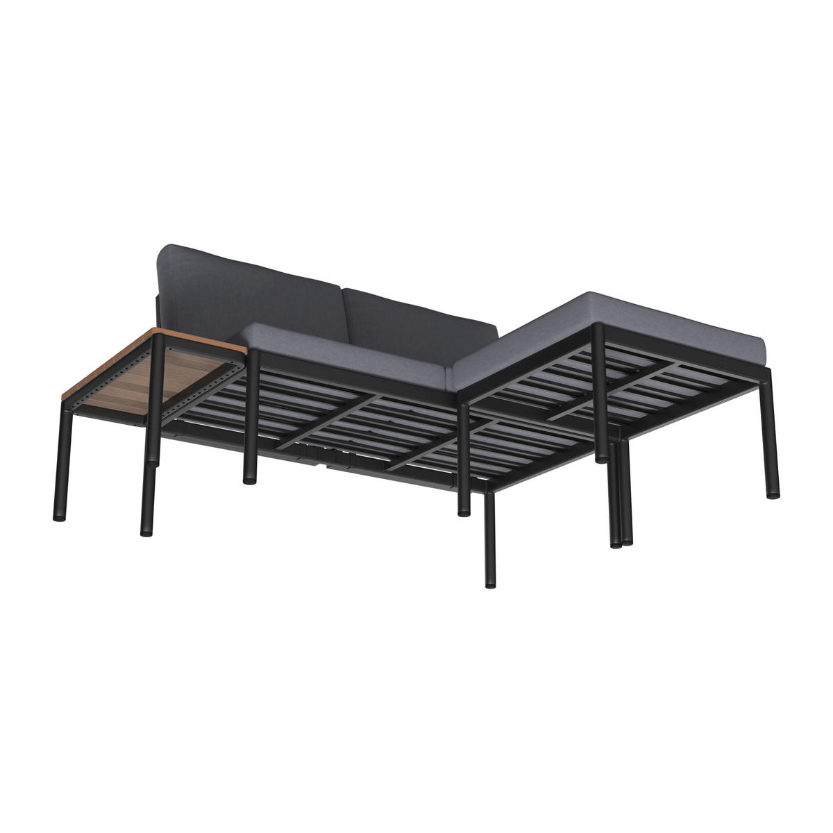 LOUNGEGARNITUR Aluminium  - Dunkelgrau/Naturfarben, MODERN, Kunststoff/Textil (134/70/68cm) - Ambia Garden