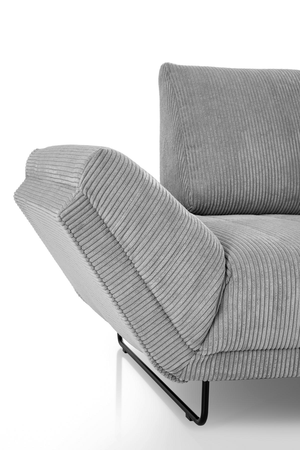 SCHLAFSOFA in Cord, Mikrofaser Creme  - Creme/Schwarz, Design, Textil/Metall (210/95/97cm) - MID.YOU