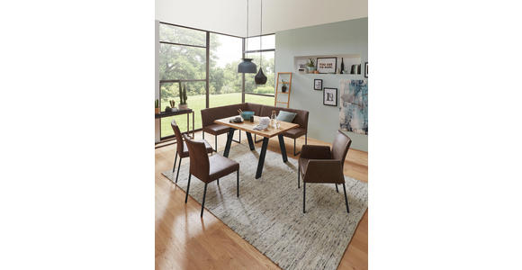 ESSTISCH Eiche massiv rechteckig Edelstahlfarben, Eichefarben - Edelstahlfarben/Eichefarben, Design, Holz/Metall (140/90/77cm) - Dieter Knoll