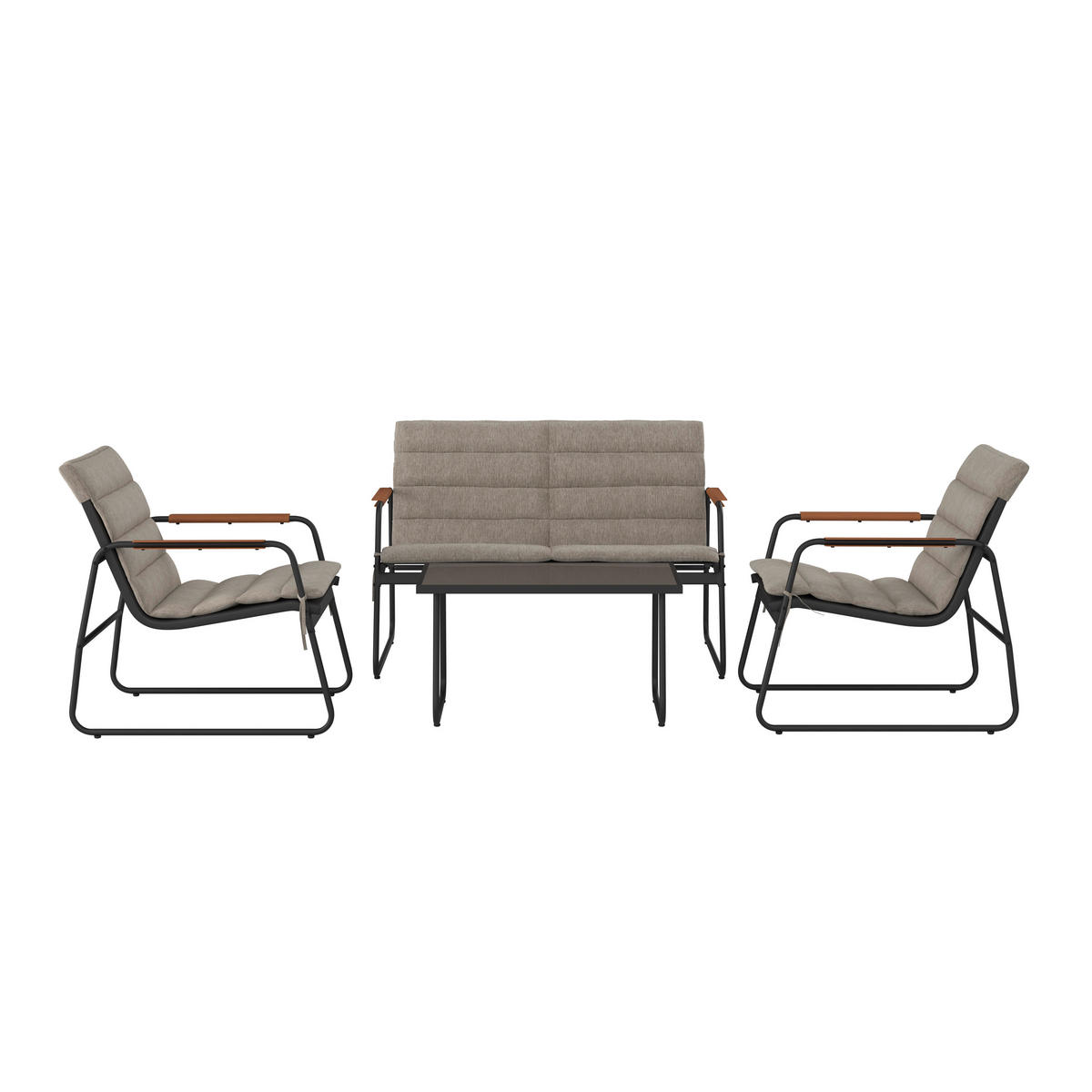 GARTENSET beschichtet Stahl  - Anthrazit/Grau, MODERN, Glas/Kunststoff (115/75,5/74cm) - Ambia Garden
