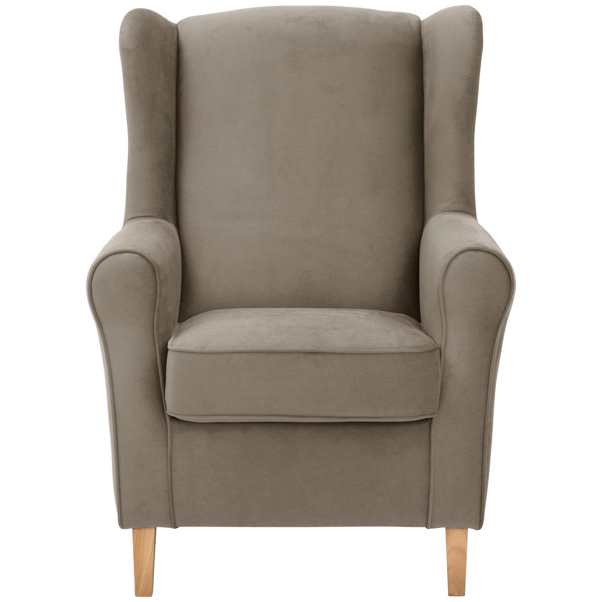 OHRENSESSEL Flachgewebe Hellbraun  - Hellbraun/Eichefarben, KONVENTIONELL, Holz/Textil (77/103/86cm) - Max Winzer