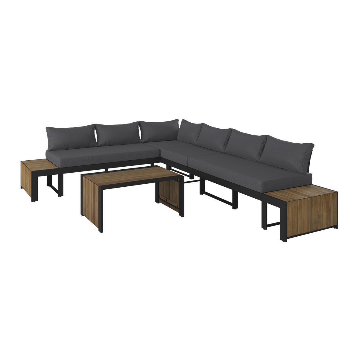 LOUNGEGARNITUR  311/246 cm  Akazie Aluminium  - Anthrazit/Grau, LIFESTYLE, Holz/Textil (311/246cm) - Ambia Garden