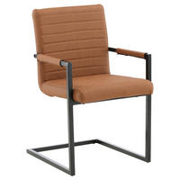 STOL MED ARMSTÖD SET 2 styck stål läderimitation (vegan)  - brun/svart, Design, metall/textil (54/88/63cm) - Livetastic