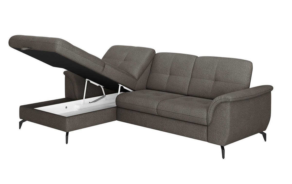 ECKSOFA in Flachgewebe Graphitfarben  164/262 cm  - Schwarz/Graphitfarben, MODERN, Textil/Metall (164/262cm) - Sit & More