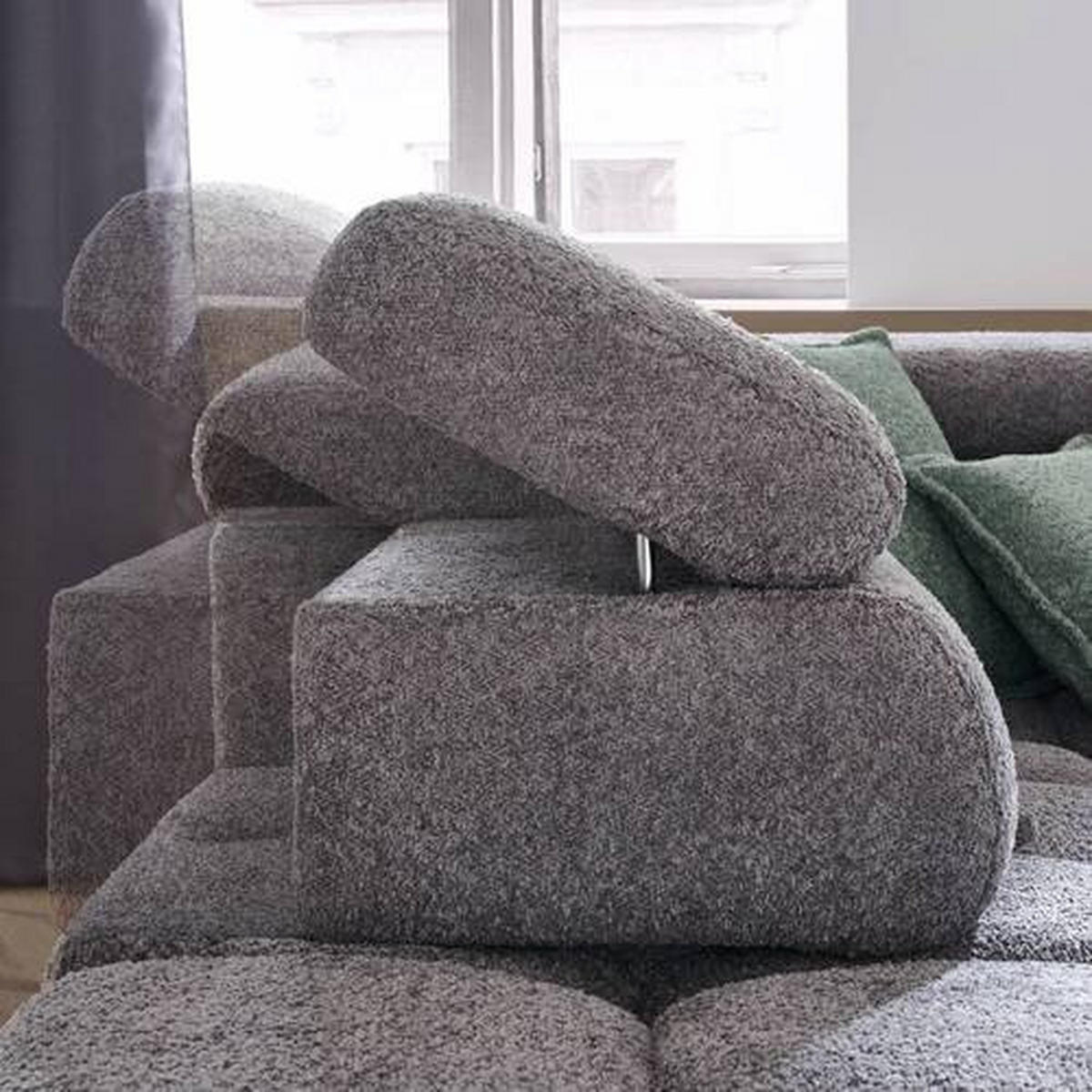 HÖRNSOFFA i vävt tyg grå  - svart/grå, Design, metall/textil (216/300cm) - Welnova