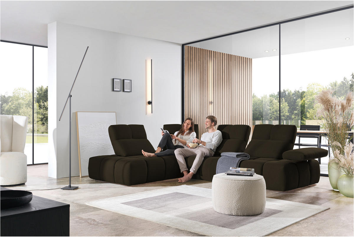 ECKSOFA  in Struktur Anthrazit  233/313 cm  - Anthrazit/Schwarz, Design, Kunststoff/Textil (233/313cm) - Belluti