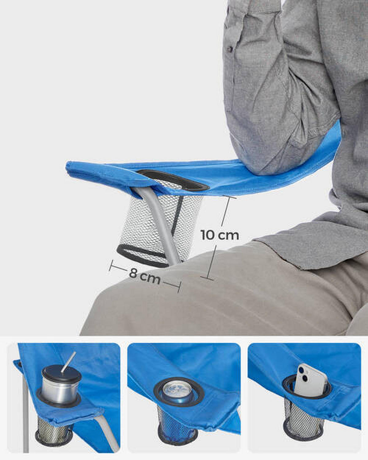 CAMPINGSESSEL-SET in  - Blau/Silberfarben, Basics, Textil/Metall (86/97/54cm) - Modante