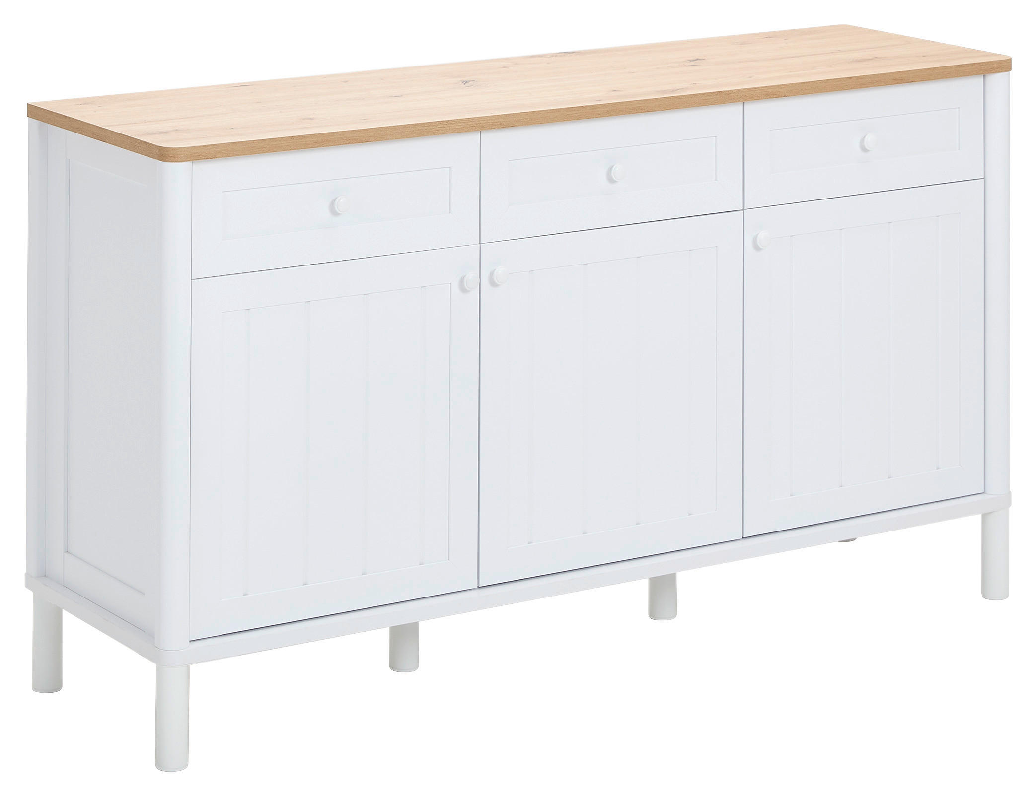 SIDEBOARD  in 161,7/88,6/45,5 cm  - Weiß/Eiche Artisan, ROMANTIK / LANDHAUS, Holzwerkstoff/Metall (161,7/88,6/45,5cm) - home24