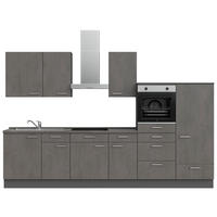 KÜCHENLEERBLOCK 330 cm   in Schieferfarben  - Schieferfarben/Edelstahlfarben, MODERN, Holzwerkstoff/Metall (330cm) - Nobilia