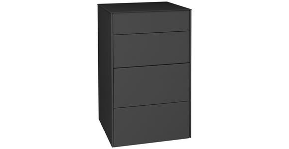 KOMMODE 52/89/42 cm in Anthrazit - Anthrazit/Schwarz, Design, Glas/Holzwerkstoff (52/89/42cm) - Novel