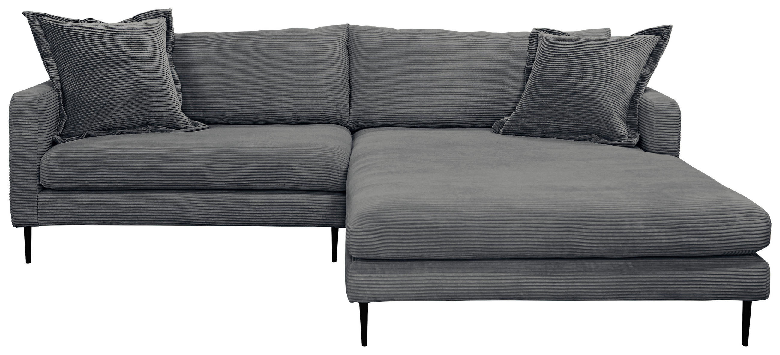 ECKSOFA in Cord Graphitfarben  268/193 cm  - Schwarz/Graphitfarben, Design, Textil/Metall (268/193cm) - P & B