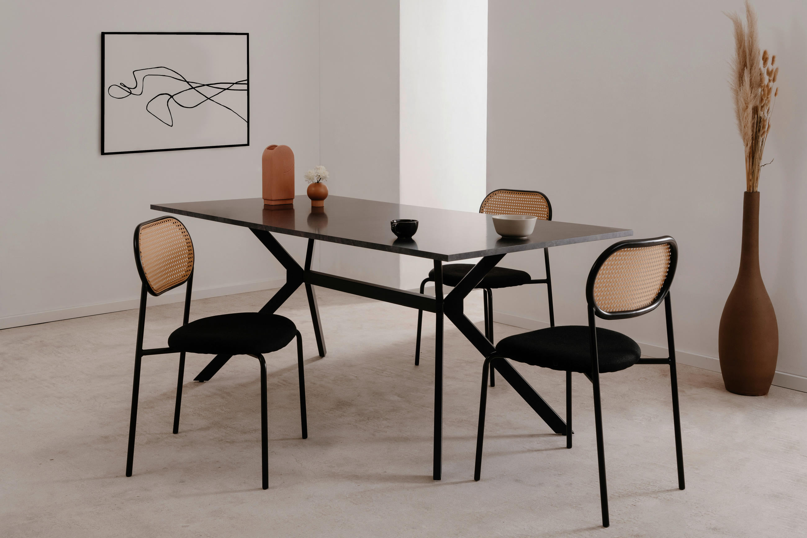 ESSTISCH in Holzwerkstoff 180/90/75 cm   - Schieferfarben/Schwarz, Basics, Holzwerkstoff/Metall (180/90/75cm) - MID.YOU