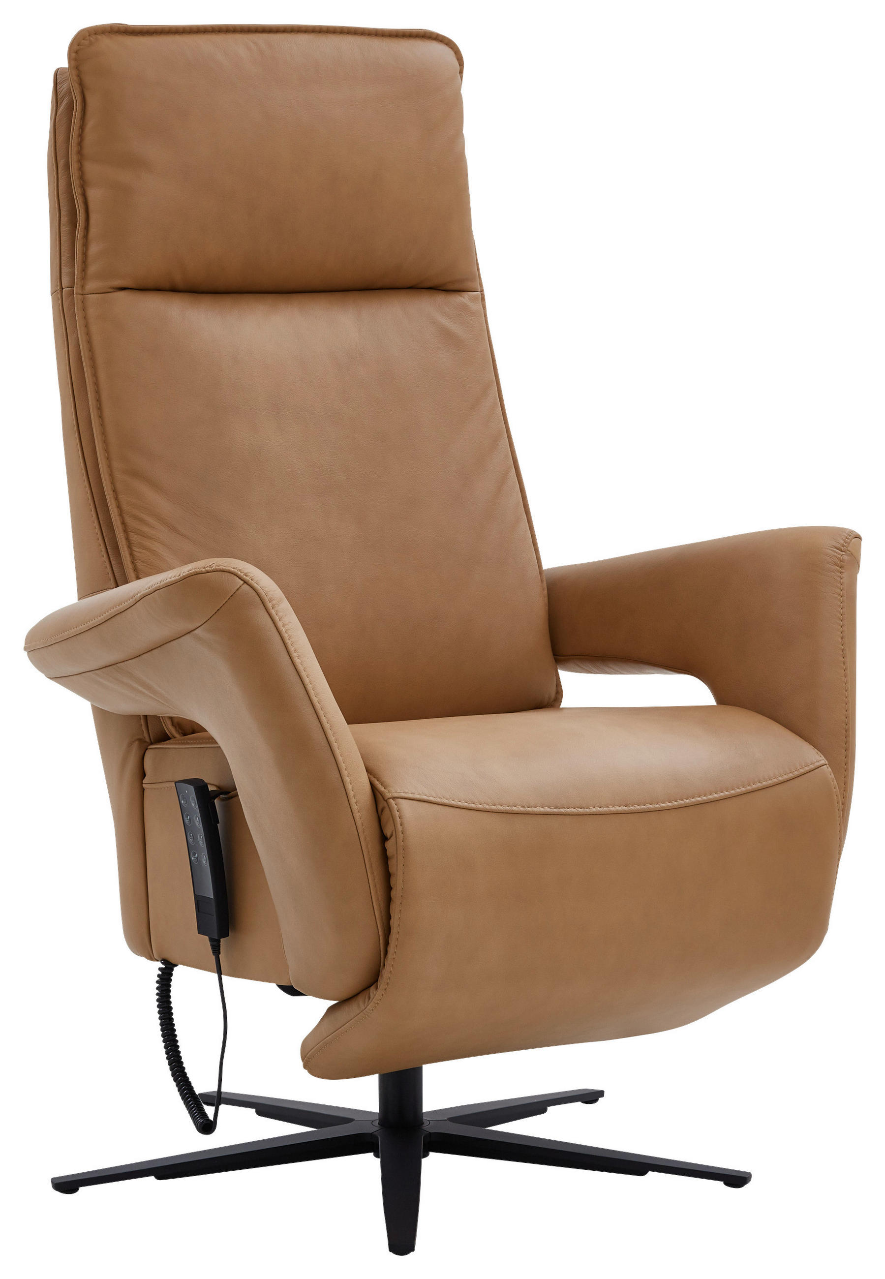 RELAXSESSEL Leder Braun, Gelb  - Gelb/Schwarz, Design, Leder/Metall (83/123/87cm) - Valdera