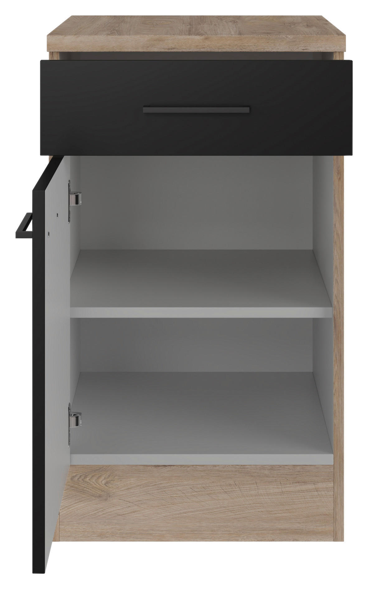 KÜCHENUNTERSCHRANK 50/85/57 cm  in Schwarz, Eichefarben  - Eichefarben/Schwarz, KONVENTIONELL, Holzwerkstoff/Metall (50/85/57cm) - FlexWell