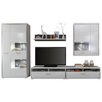 REGAL ZA DNEVNI BORAVAK siva, srebrne boje, bijela   - bijela/srebrne boje, Design, staklo/drvni materijal (351/201/52cm) - Livetastic