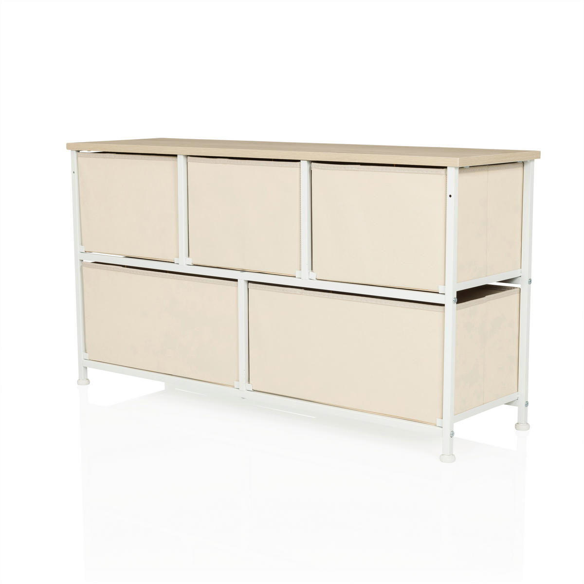 KOMMODE  in 100/55/30 cm  - Beige/Weiß, MODERN, Kunststoff/Textil (100/55/30cm) - MID.YOU