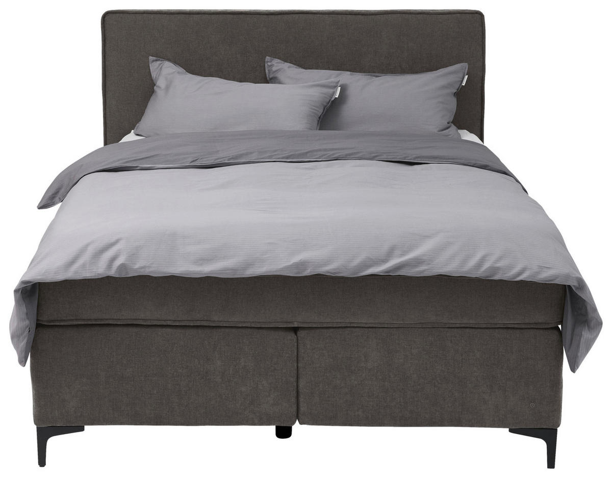 BOXSPRINGBETT 140/200 cm,  in Grau, Matratze, Topper, H3 = fest  - Schwarz/Grau, Design, Textil/Metall (140/200cm) - Tom Tailor