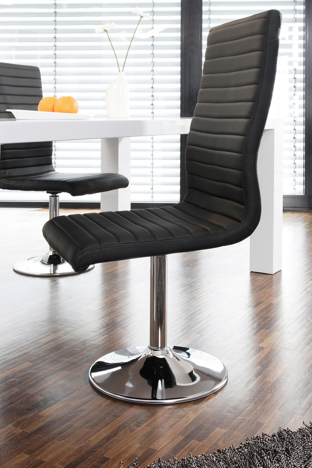 TISCHGRUPPE in Metall, Textil, Holzwerkstoff Schwarz, Weiß Hochglanz  - Weiß Hochglanz/Silberfarben, MODERN, Holzwerkstoff/Textil (160/90/76cm) - Livetastic