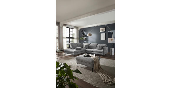 ECKSOFA in Flachgewebe Grau  - Schwarz/Grau, Design, Textil/Metall (233/299cm) - Dieter Knoll