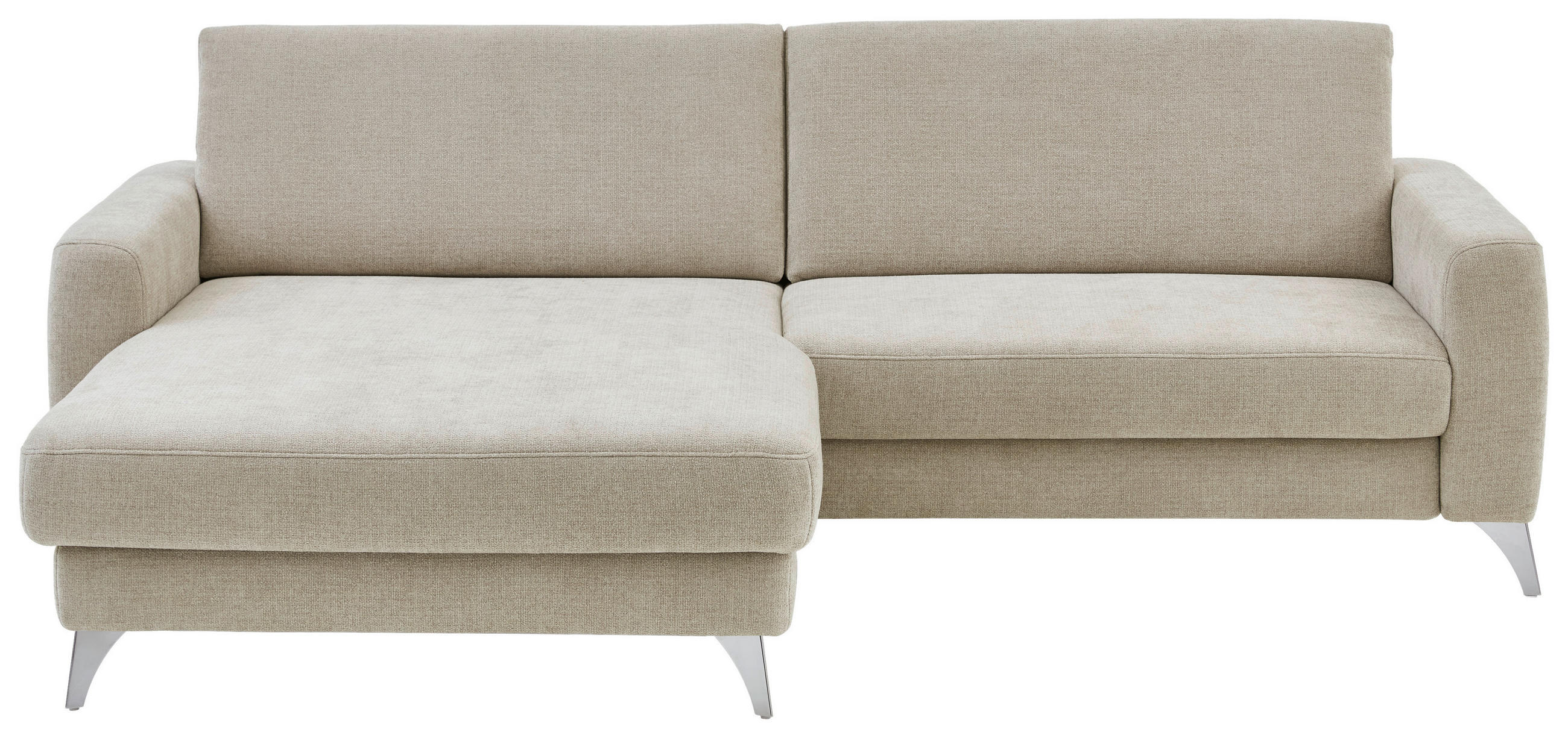 ECKSOFA  Chenille Beige  - Chromfarben/Beige, Design, Textil/Metall (167/222cm) - Beldomo Comfort