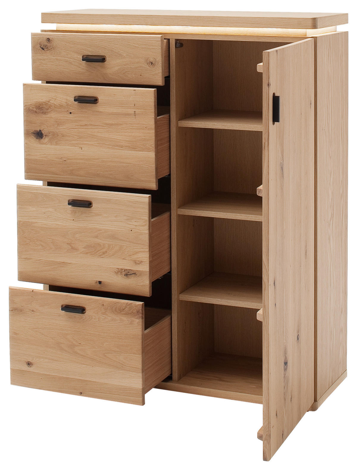 HIGHBOARD  in 100/128/38 cm  - Eichefarben/Anthrazit, Natur, Holz/Holzwerkstoff (100/128/38cm)