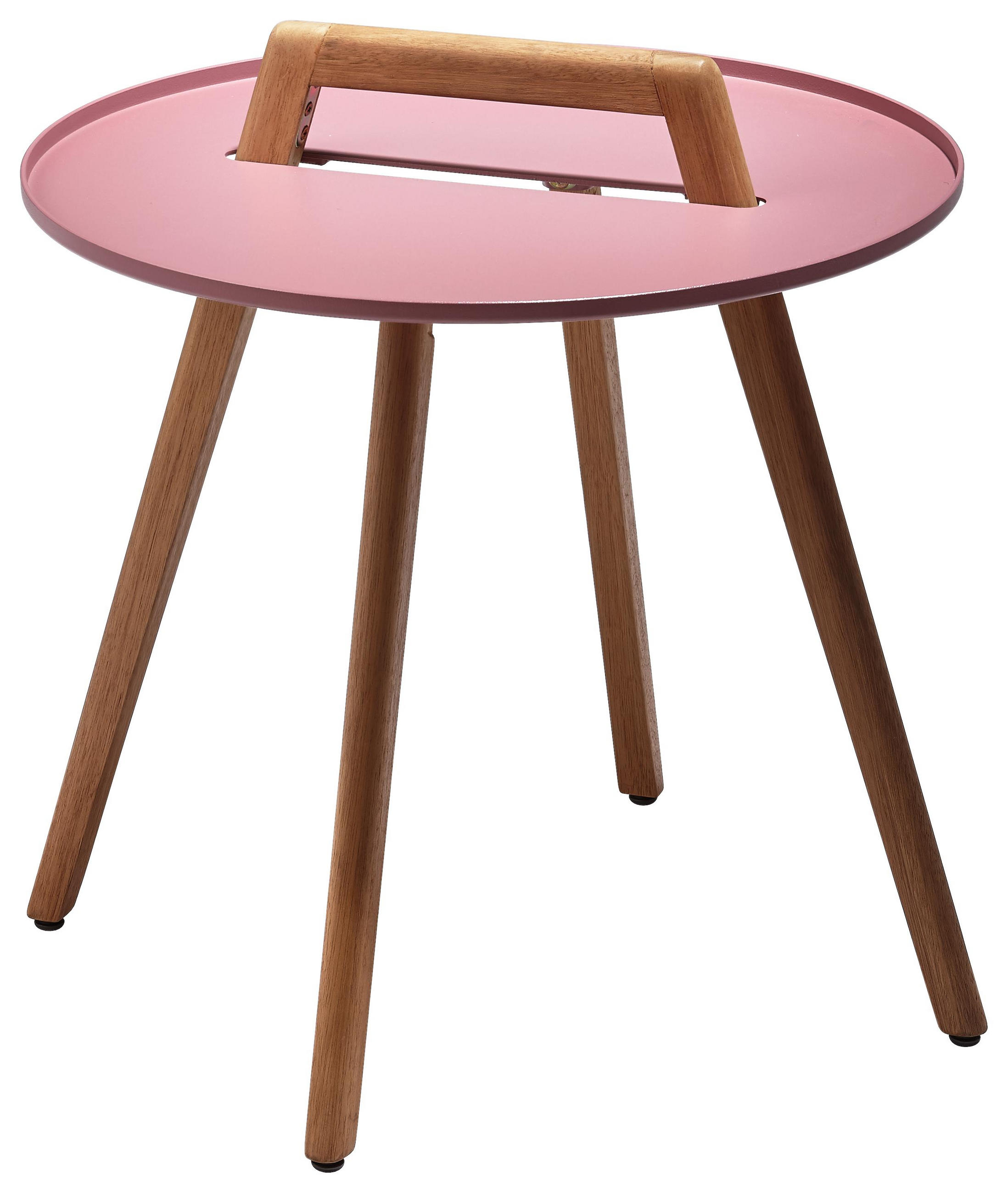Gartenbeistelltisch Rund In Rosa Aus Holz Metall