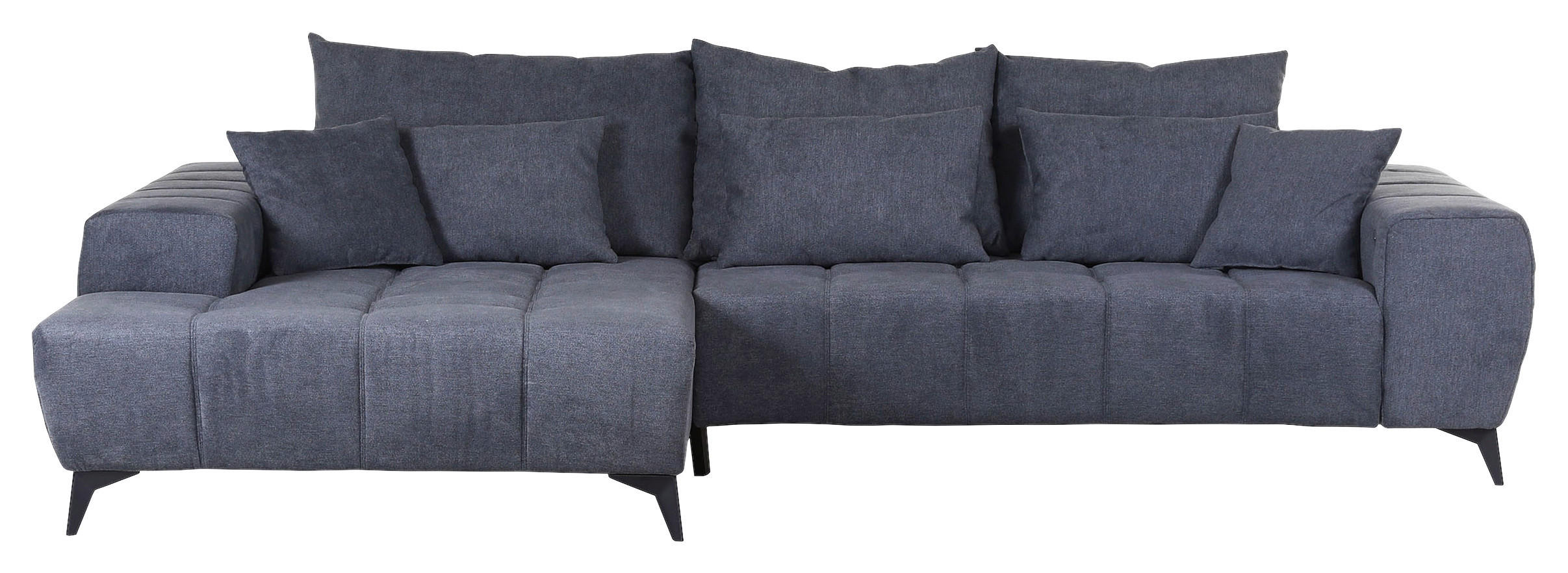 ECKSOFA in Flachgewebe Dunkelgrau - Dunkelgrau/Schwarz, Konventionell, Textil/Metall (205/300cm) - MID.YOU